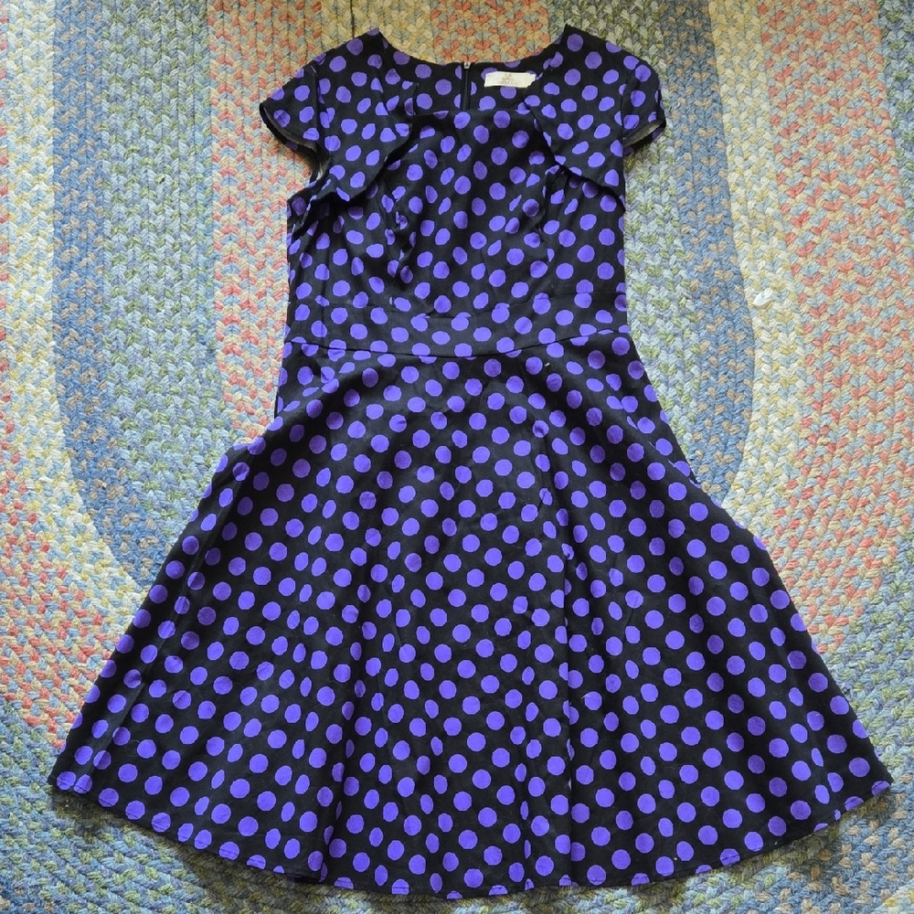 1950s Style Polka Dot Dress - Black and Purple